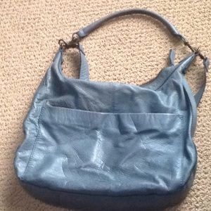 Blue leather cross body bag